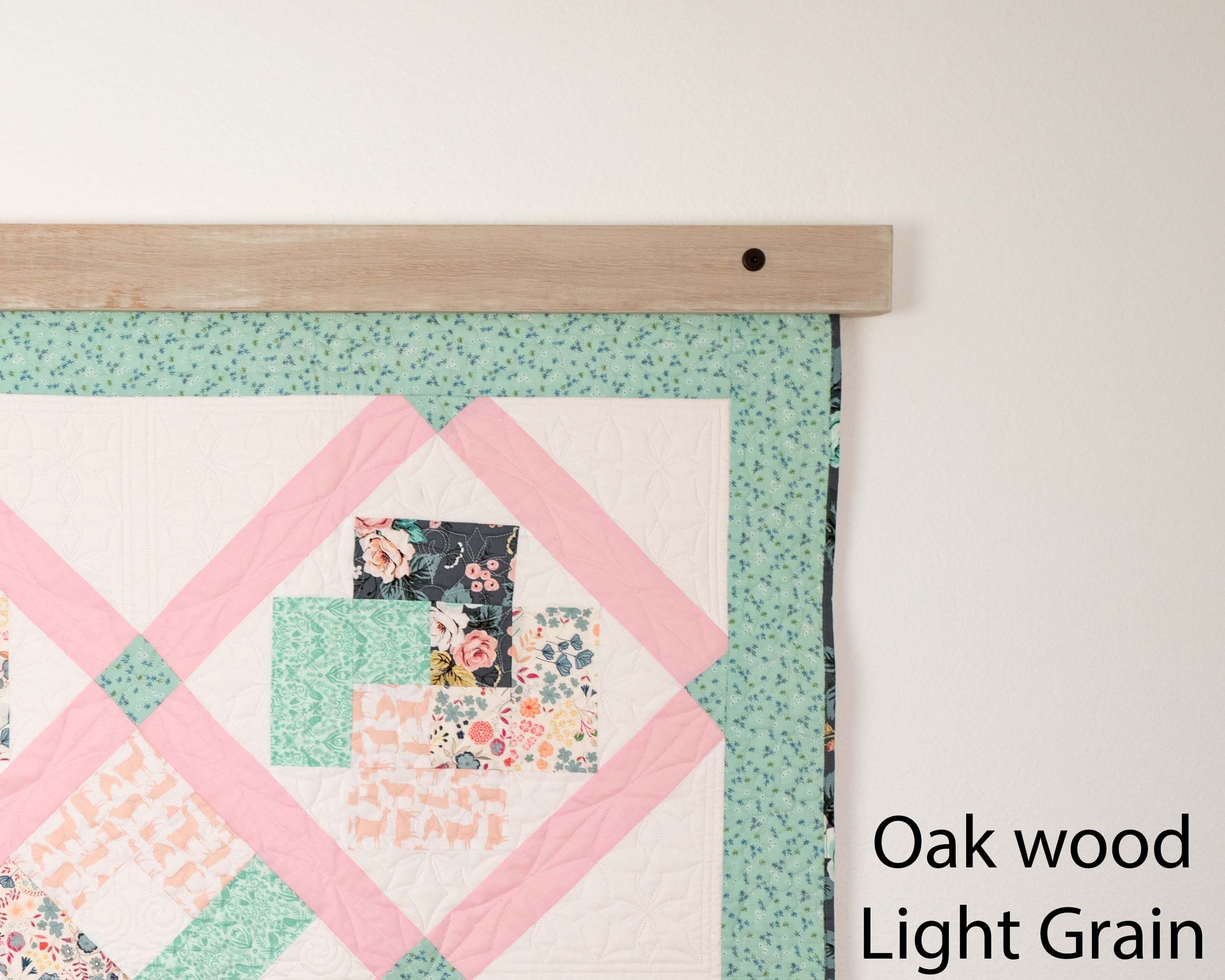 Wood Quilt Hanger in Oak Tapestry Hanger Light Gray Quilt Display