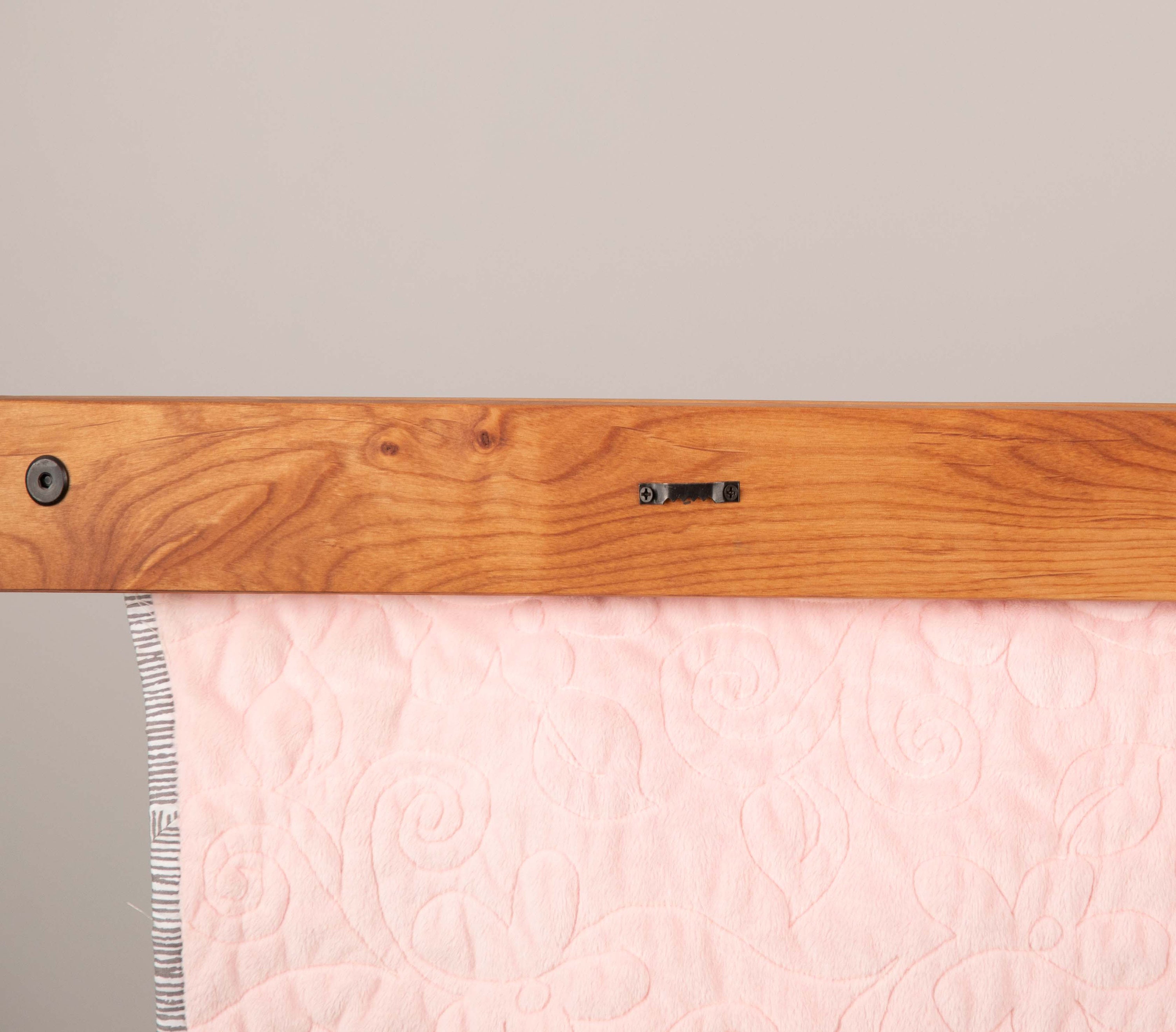 Wood Quilt Hanger in Oak Tapestry Hanger Light Gray Quilt Display — Block Party Quilt Co