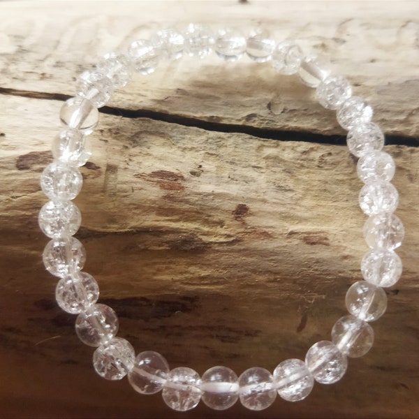 Bracelet Cristal de roche crack (perles de 6mm)