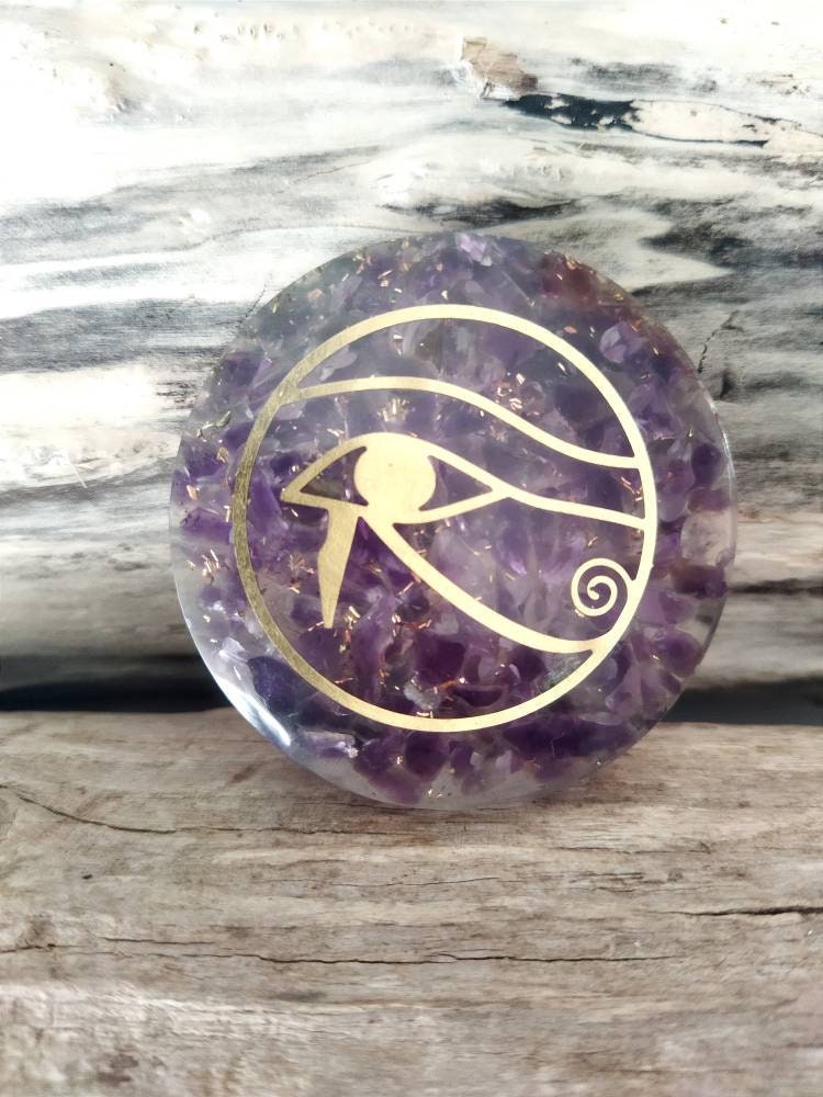 Orgonite Plate Améthyste | Diamètre 5, 5 cm