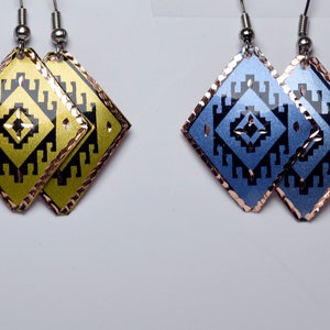 MetallicFarbene Kupfer Ohrringe, handgemachte Kupfer Ohrringe, geometrische leichte Ohrringe, Boho Ohrringe, Minimalistische Ohrringe