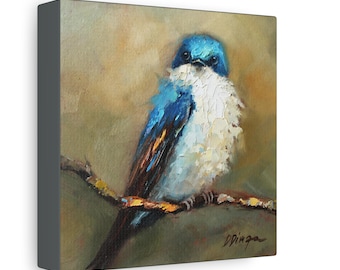 Swallow bird print on Canvas Gallery Wraps designed of original oil painting by Daiga Dimza