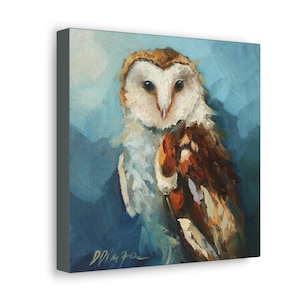 Owl bird print on Canvas Gallery Wraps designed of original oil painting by Daiga Dimza
