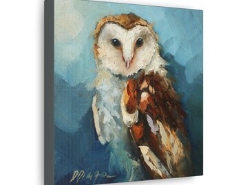 Owl bird print on Canvas Gallery Wraps designed of original oil painting by Daiga Dimza
