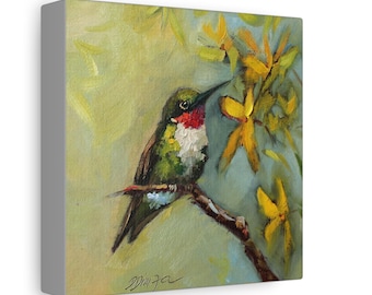 Humming bird print on Canvas Gallery Wraps designed of original oil painting by Daiga Dimza
