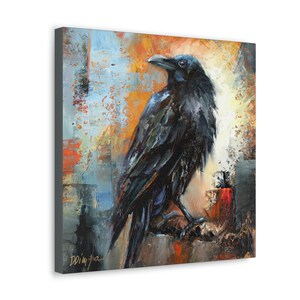 Rawen bird print on Canvas Gallery Wraps designed of original oil painting by Daiga Dimza