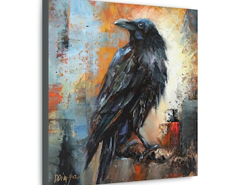 Rawen bird print on Canvas Gallery Wraps designed of original oil painting by Daiga Dimza