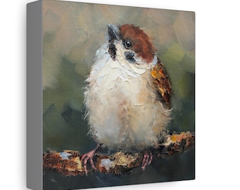 Sparrow bird print on Canvas Gallery Wraps designed of original oil painting by Daiga Dimza