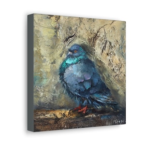 Pigeon bird print on Canvas Gallery Wraps designed of original oil painting by Daiga Dimza