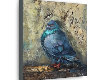 Pigeon bird print on Canvas Gallery Wraps designed of original oil painting by Daiga Dimza