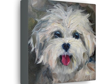 Maltese dog print on Canvas Gallery Wraps designed of original oil painting by Daiga Dimza