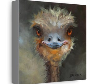 Ostrich bird print on Canvas Gallery Wraps designed of original oil painting by Daiga Dimza