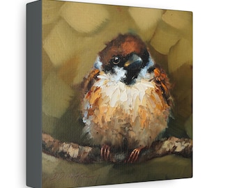 Sparrow bird print on Canvas Gallery Wraps designed of original oil painting by Daiga Dimza