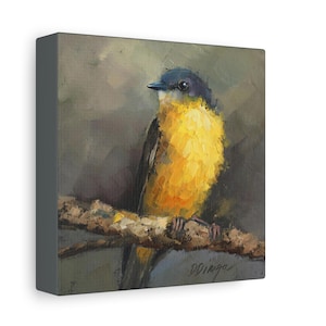 Yellow bird print on Canvas Gallery Wraps designed of original oil painting by Daiga Dimza