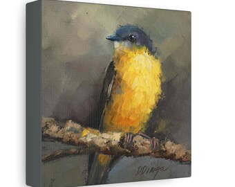Yellow bird print on Canvas Gallery Wraps designed of original oil painting by Daiga Dimza