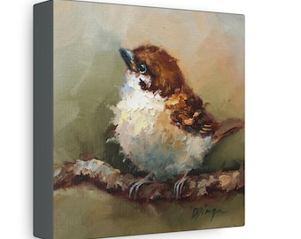 Sparrow bird print on Canvas Gallery Wraps designed of original oil painting by Daiga Dimza