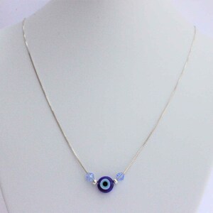 Single Evil Eye Silver Necklace afbeelding 1