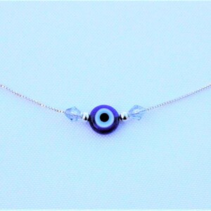 Single Evil Eye Silver Necklace afbeelding 3