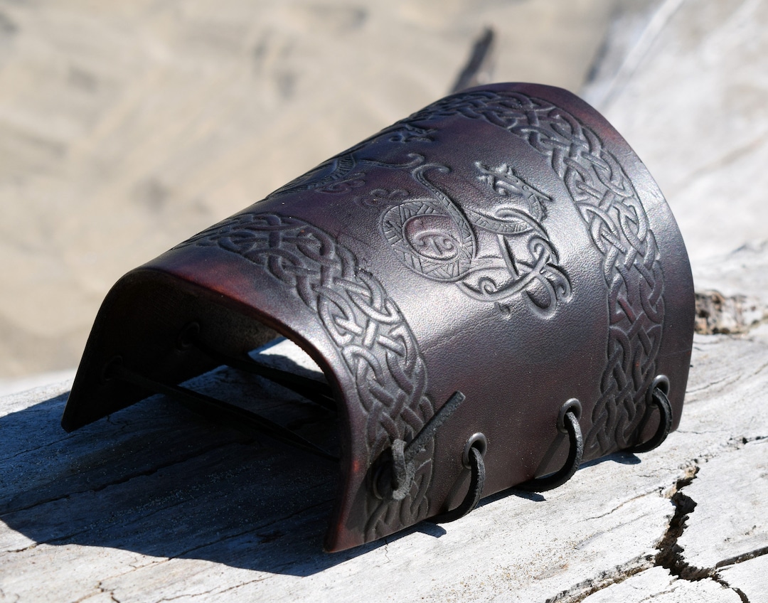 F Fityle Wikinger Armschützer Aus PU Leder - Mittelalterliche Armschienen Für Cosplay