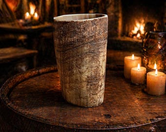 Wikinger Hornbecher Natur Rau 200–500 ml – Trinkhorn Becher für Met (Honigwein) – Mittelalter Wikinger Deko Geschenk