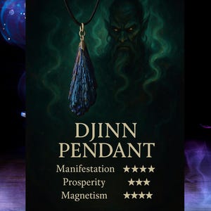 CAUTION ! Djinn Tazrim Pendant| Black Tourmaline Talisman Jewelry for Manifestation, Wealth & Protection
