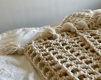 BOHO BLANKET with tassels | Crochet Pattern PDF | EJyarns