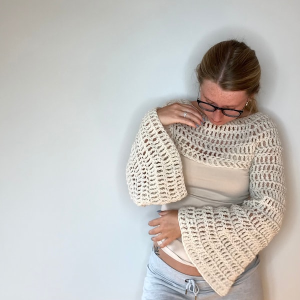 Simple Flare Shrug Sweater | Crochet Pattern PDF | EJyarns