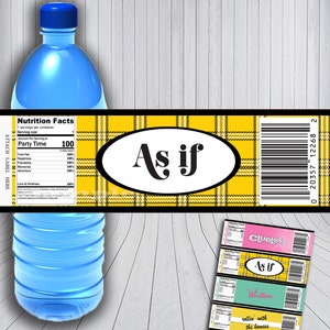 Clueless Inspired Party Labels/Water Bottle Label/Party Decoration/Printable - PDF