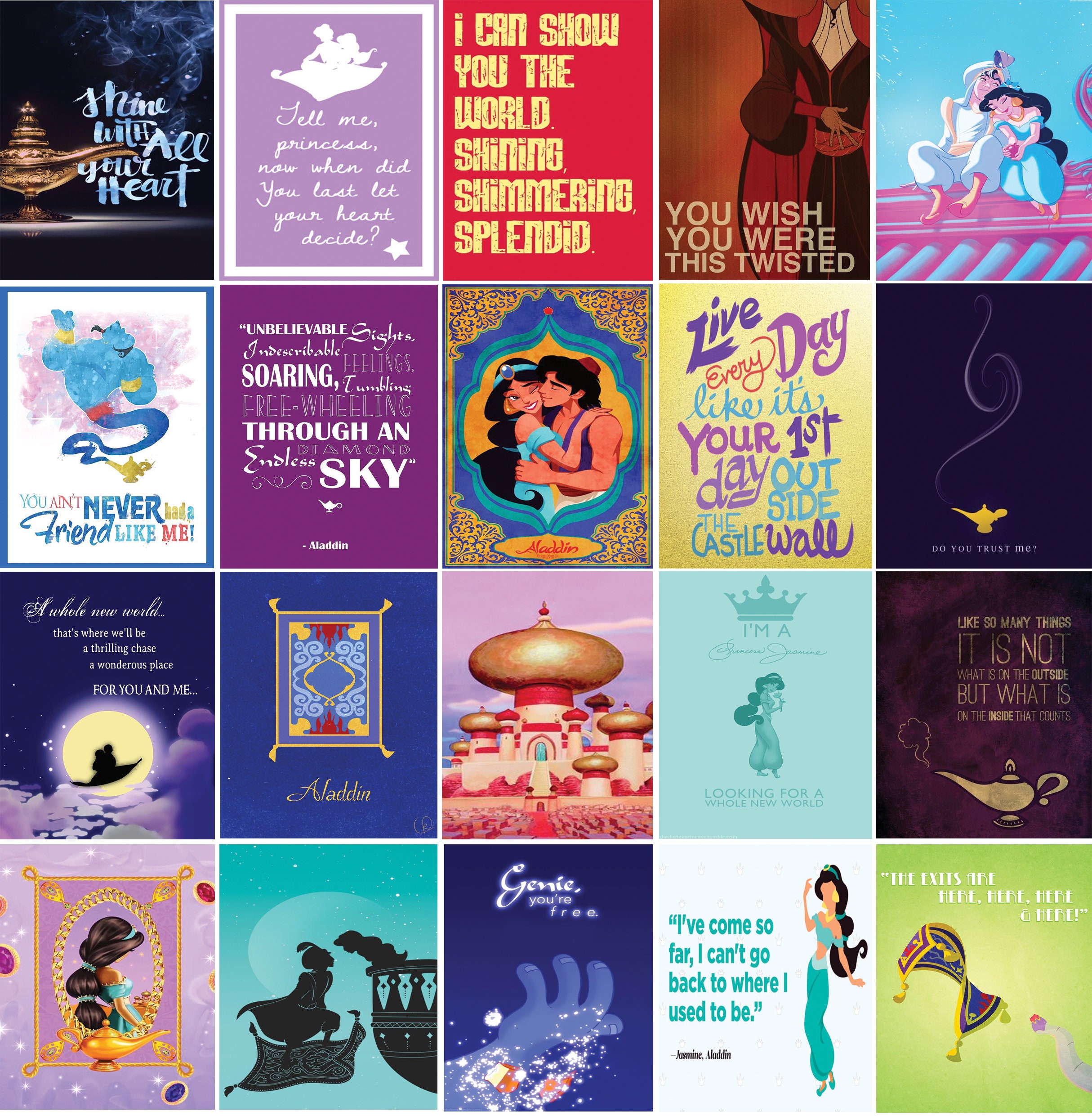 Aladdin Disney Quotes Sticker Set Inspired by Erin Condren/happy Life ...