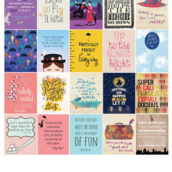 Ensemble d’autocollants Marry Poppins inspiré par Erin Condren / Happy Life Planner