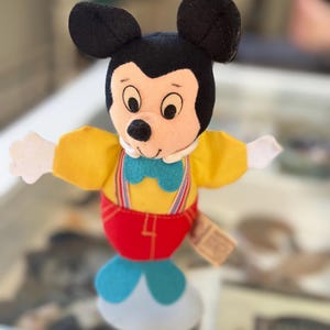 Vintage Applause Mickey Mouse Plush Doll Bean Bag Disney Stuffed Toy Felt Mickey Collectible 1980s 1990s Retro Decor image 1