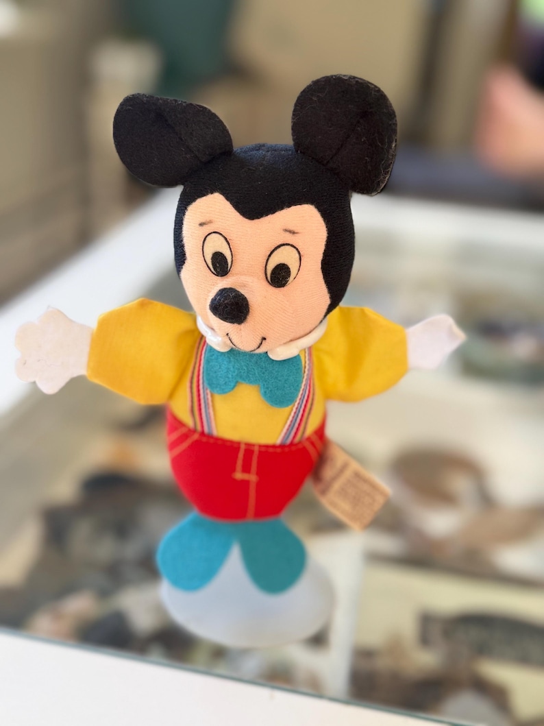 Vintage Applause Mickey Mouse Plush Doll Bean Bag Disney Stuffed Toy Felt Mickey Collectible 1980s 1990s Retro Decor image 1
