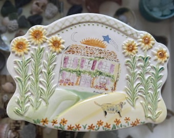 Vintage Pfaltzgraff The Secrets of Pistoulet Trivet | Jana Kolpen French Country Ceramic | Cottage Kitchen Decor