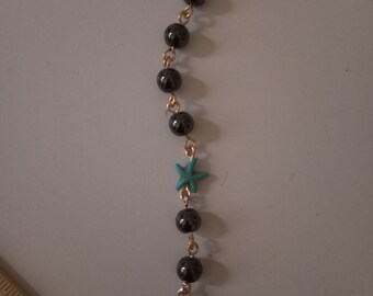 Pulsera de cuentas de hematita hermosa hecha a mano