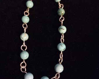 Pulsera de cuentas turquesa de plata de ley hecha a mano