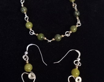 Juego de pulseras y pendientes de plata de ley