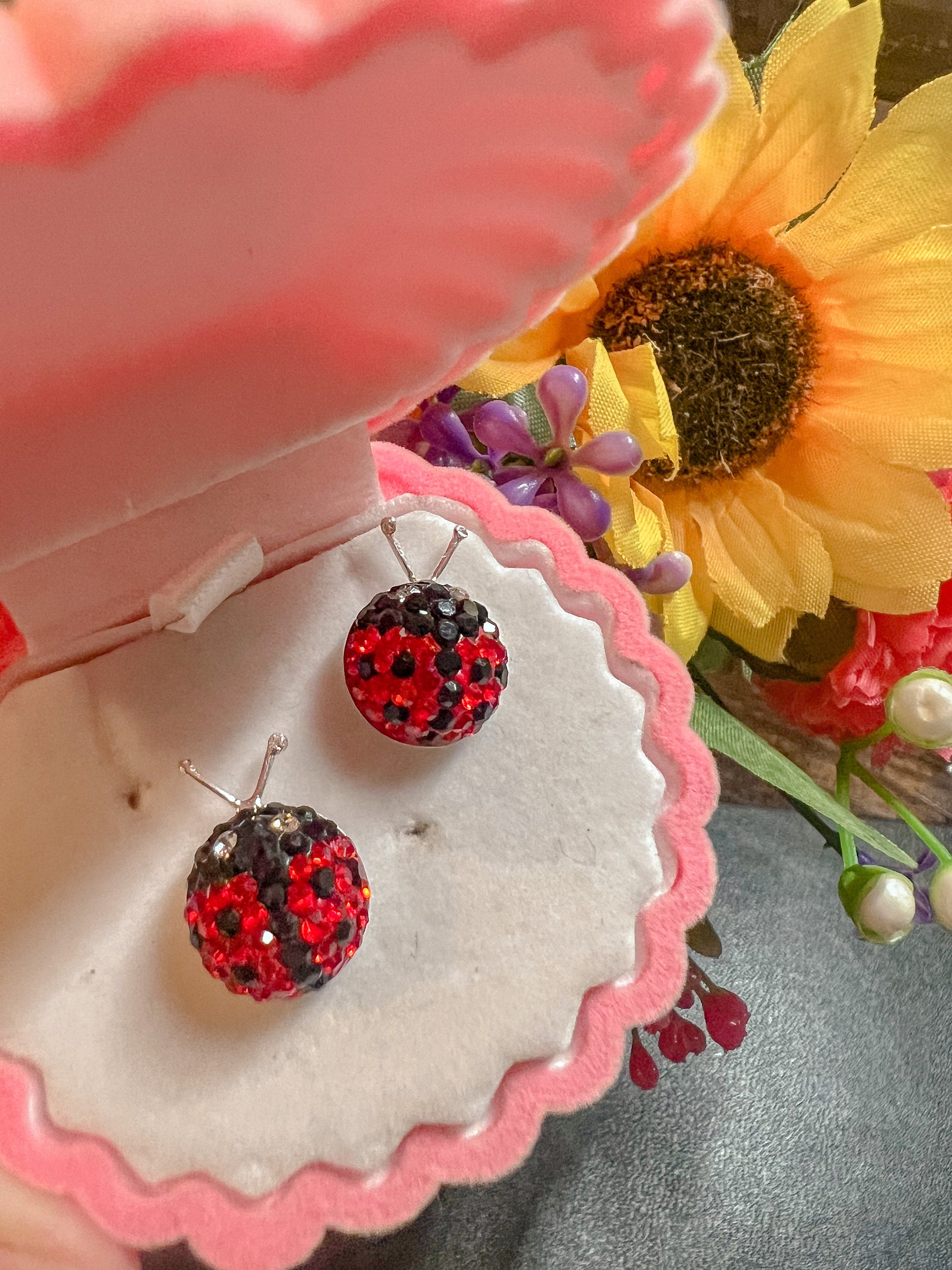 Swarovski ladybug earrings deals