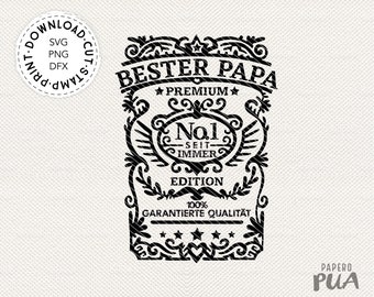 Papa Whiskey Style Label, Plottertadei SVG