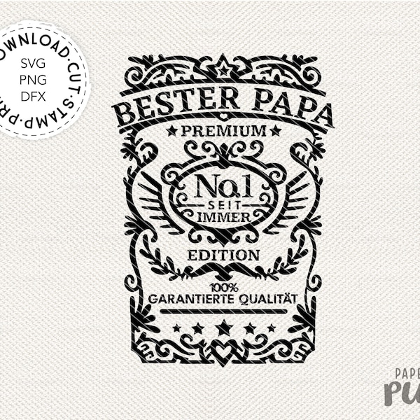 Papa Whiskey Style Etikett, Plottertadei SVG