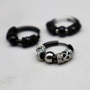Gothic Viking Hoop Earrings • Antique Silver Hoops • Durable Stainless Steel • Tragus, helix, nose. Cartilage. Piercing