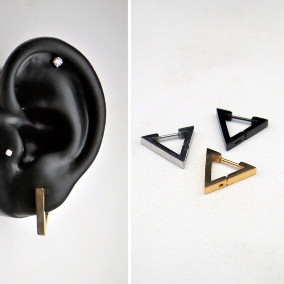 Triangle Hoop Earrings Never Tarnish Surgical Grade Earrings Etsy Canada