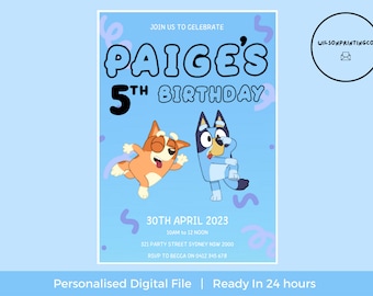 Bluey Birthday Invitation | Personalized Kids Party Invite (Digital)