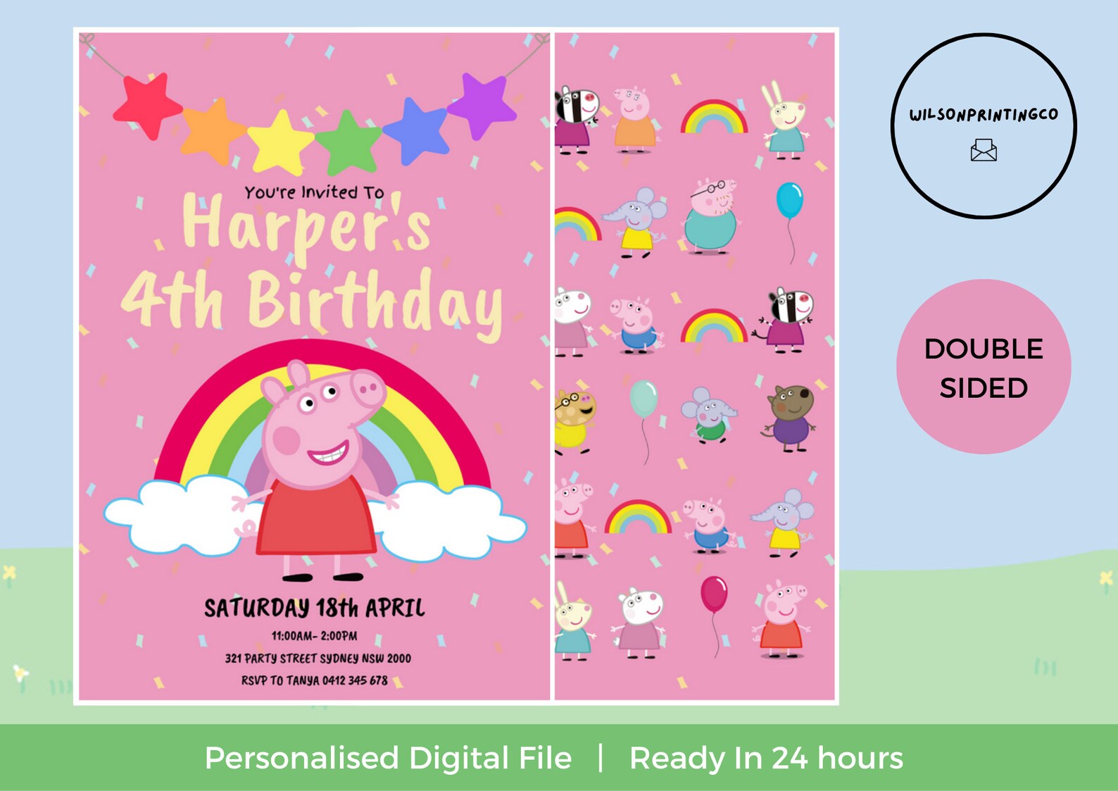 Peppa Pig Digital Birthday Invitation Peppa Pig Party Kids Invite ...