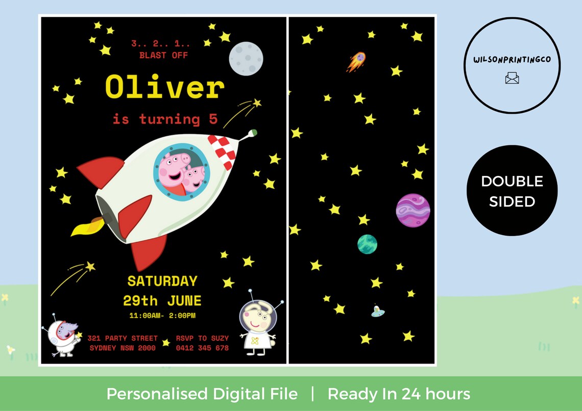 Peppa Pig Digital Birthday Invitation Peppa Pig Party Kids Invite ...