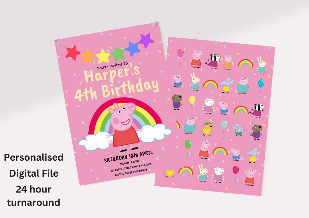 Peppa Pig Digital Birthday Invitation Peppa Pig Party Kids - Etsy