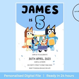 Bluey Digital Birthday Invitation | Bluey Party Kids Invite | Digital Invitation | Personalised Invitation | Bluey Bingo Party