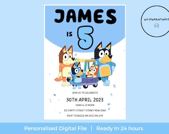 Bluey Birthday Invitation | Personalized Kids Party Invite (Digital)