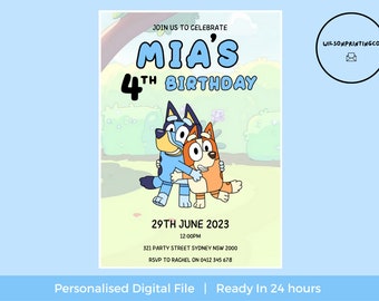 Bluey Birthday Invitation | Personalized Kids Party Invite (Digital)