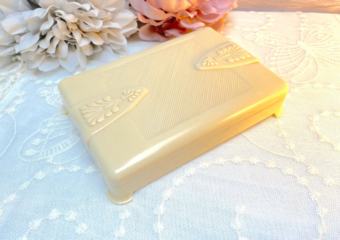 Vintage Art Deco Celluloid Jewellery Box: Ivory Vanity Trinket Box - Etsy