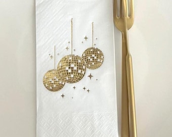 Gouden cocktailservetten discobal: glinsterend feestdecor, set van 16 inch